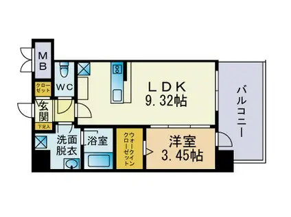 URBAN III(1LDK/7階)の間取り写真