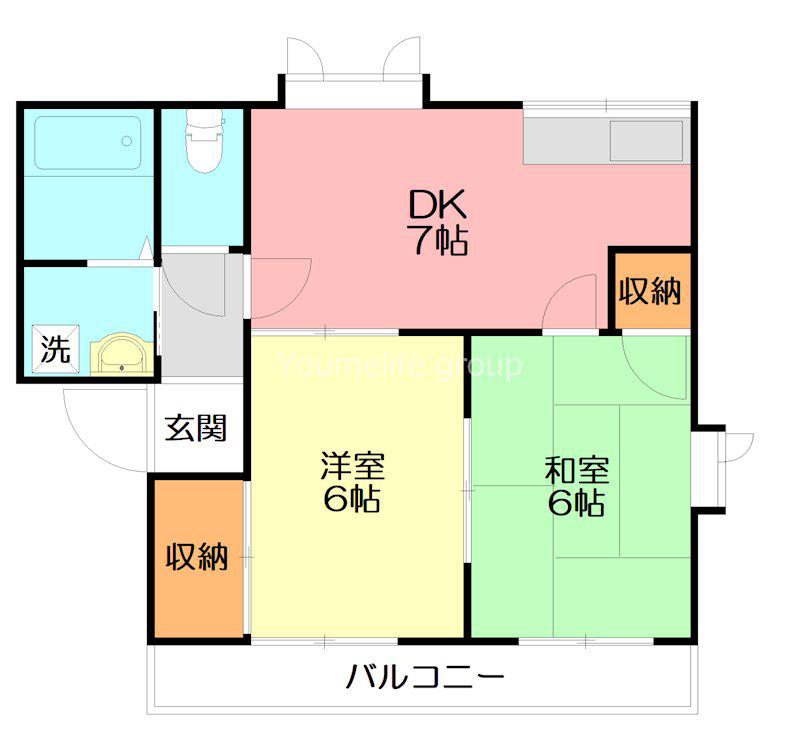 ルミエール加藤B(2DK/2階)の間取り写真