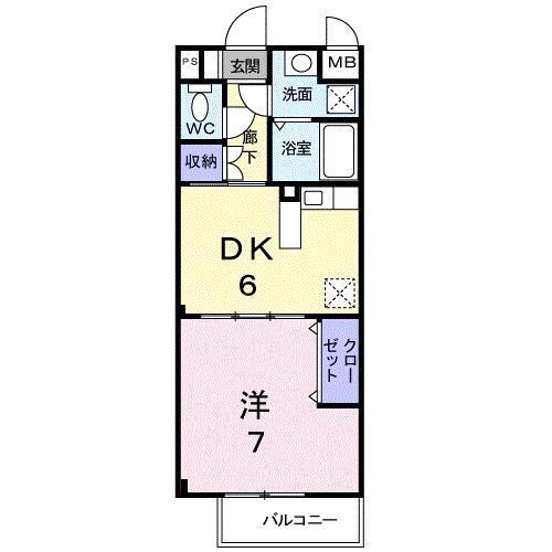 カーサセレーノ(1DK/1階)の間取り写真