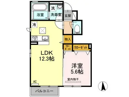 セジュール白石 B(1LDK/1階)の間取り写真