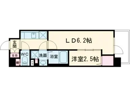 ARTIZA姫路(1DK/6階)の間取り写真