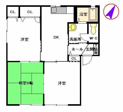 フレグランスB(2LDK/1階)の間取り写真