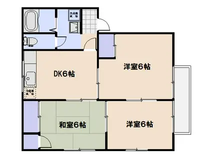 アセント美鈴園 A棟(3DK/1階)の間取り写真