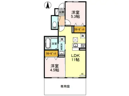 ノヴルラフィーネ(2LDK/1階)の間取り写真