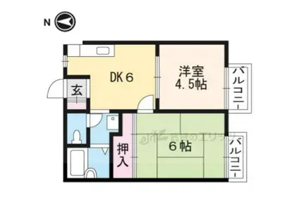 ハイツリバーサイド(2DK/2階)の間取り写真