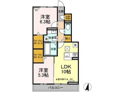 D-ROOM能島(2LDK/1階)の間取り写真