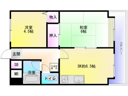 グランドパレス八尾(2DK/4階)の間取り写真