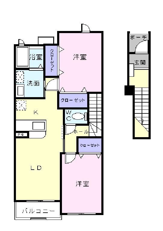 さくらヒルズ霞台 壱番館(2LDK/2階)の間取り写真