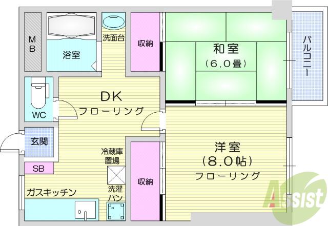 第2銅谷ビル(2DK/4階)の間取り写真
