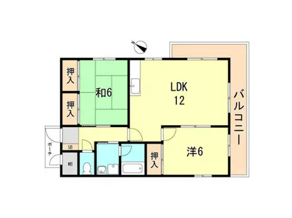 グリーンハイツキシモト(2LDK/2階)の間取り写真