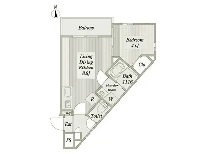 CHERIM清水(1LDK/3階)の間取り写真