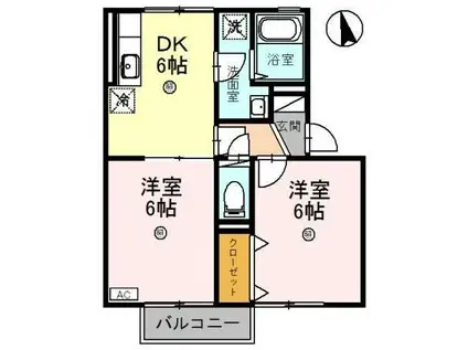 ゑびすパーク(2DK/2階)の間取り写真