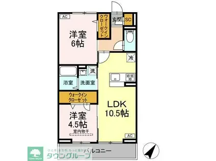 D-PAINA 笹下(2LDK/2階)の間取り写真