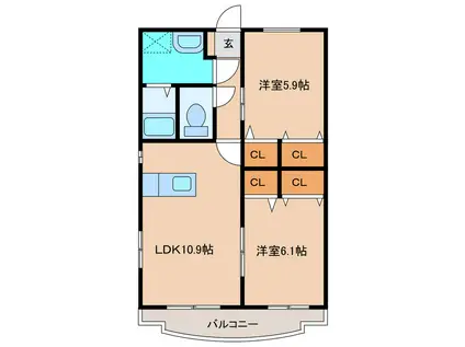 はなみずきII番館(2LDK/2階)の間取り写真