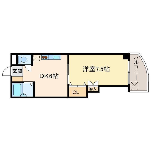 アーバンヴィラ松神子(1DK/2階)の間取り写真