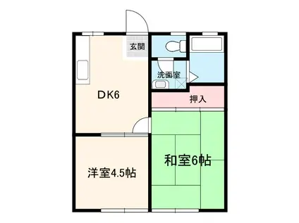 サンシティー少林山109号棟(2DK/1階)の間取り写真