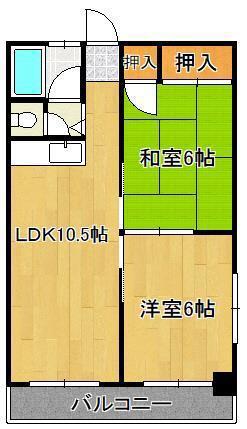 シュロス若園(2LDK/3階)の間取り写真
