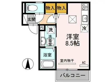 DーROOM塩屋(ワンルーム/1階)の間取り写真