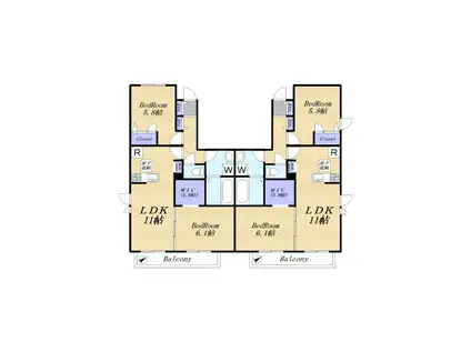 フォンテーヌ荏田西I(2LDK/1階)の間取り写真