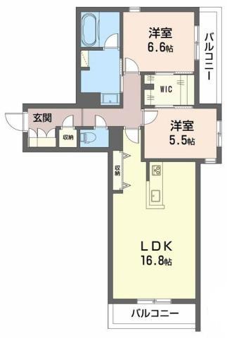 ベレオ安宅(2LDK/3階)の間取り写真