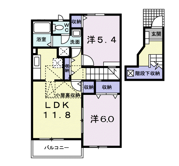 リバーシティA(2LDK/2階)の間取り写真