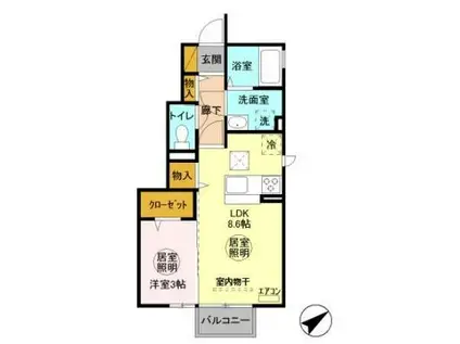 ソフィア A(1LDK/1階)の間取り写真