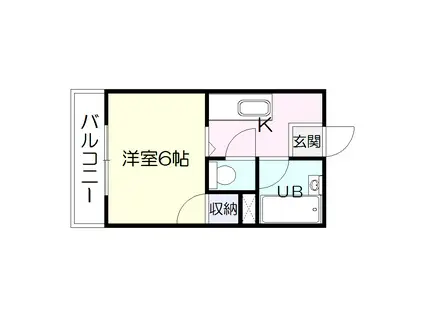 トミーズマンション 鹿児島市(1K/2階)の間取り写真