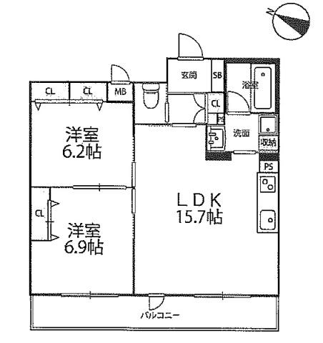 インサイトルポ山科新十条(2LDK/4階)の間取り写真