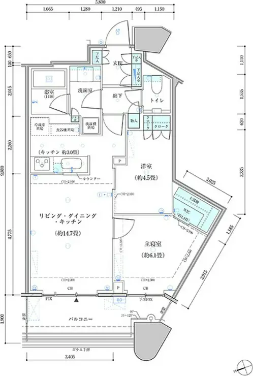 パークタワー勝どきサウス 10階階 間取り