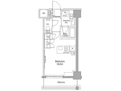 ザ・パークハビオ住吉(ワンルーム/2階)の間取り写真