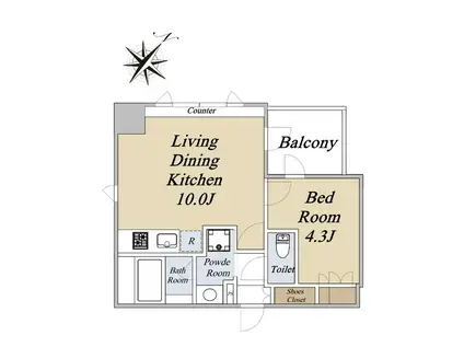 クレストコート旗の台(1LDK/2階)の間取り写真