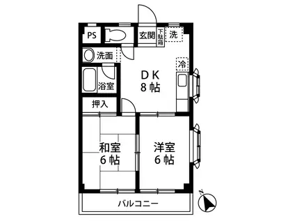 ブライトハイム(2DK/1階)の間取り写真