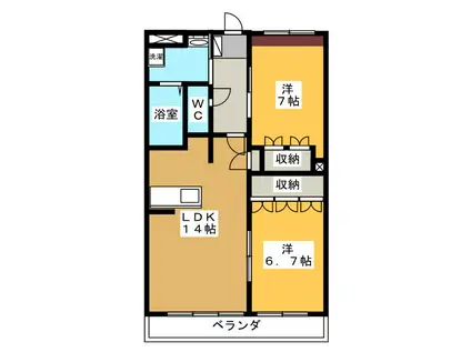 シャローム(2LDK/2階)の間取り写真