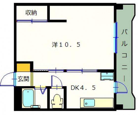 坪石ビル(1DK/3階)の間取り写真