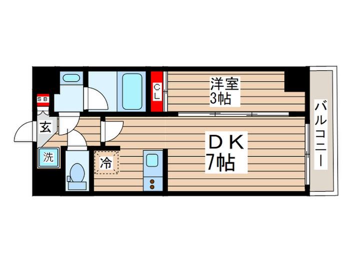 ARKMARK水天宮前II(1DK/2階)の間取り写真