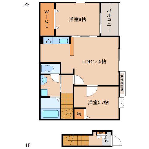 ミエティトゥーラ(2LDK/2階)の間取り写真