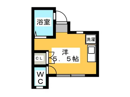 コーポブルーグラス(ワンルーム/2階)の間取り写真