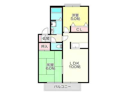 新栄プロパティー恩智III(2LDK/1階)の間取り写真