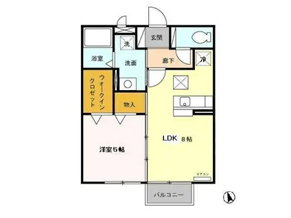 ボナール西多賀(1LDK/1階)の間取り写真