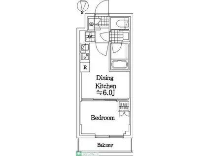 ハーモニーレジデンスクロスゲート(1DK/2階)の間取り写真