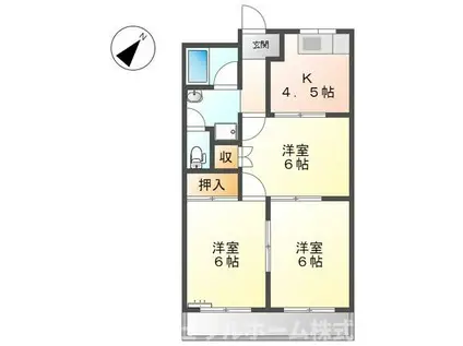 リバティハイツ(3K/2階)の間取り写真