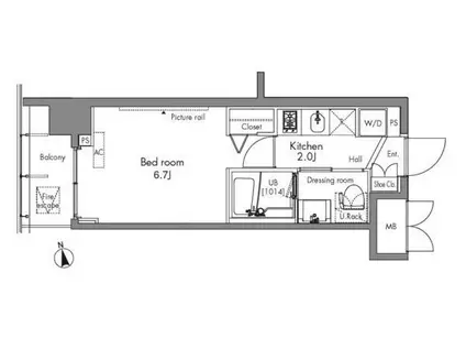 プラウドフラット隅田リバーサイド(1K/10階)の間取り写真