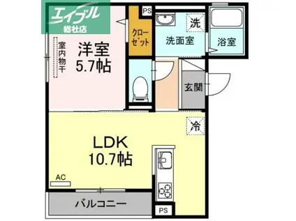瀬戸内ハウジングIII(1LDK/2階)の間取り写真