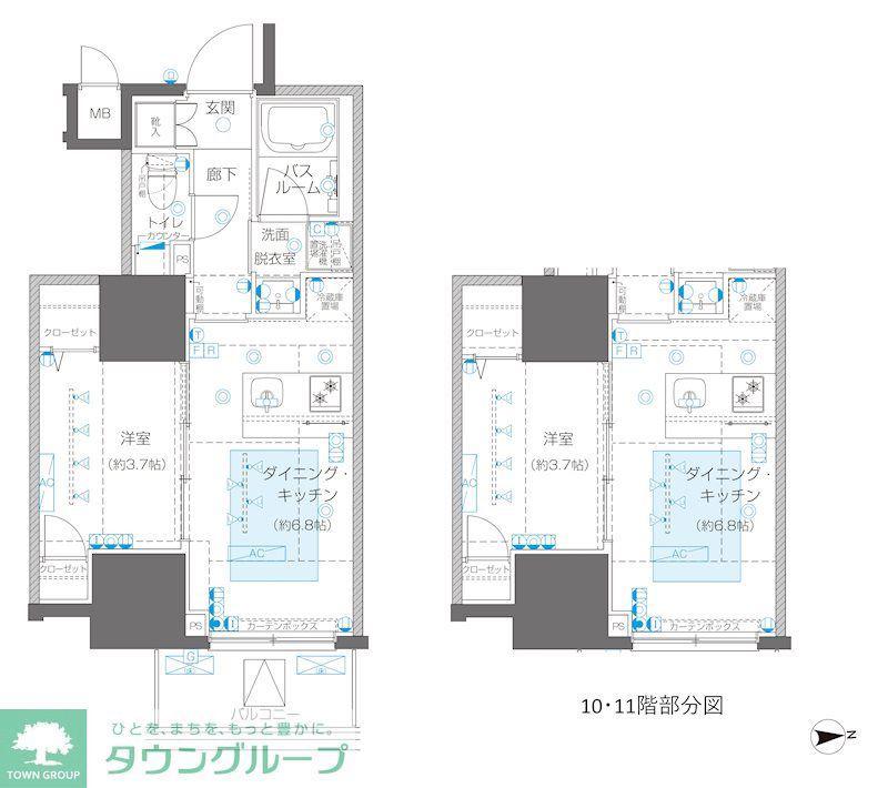 ZOOM信濃町(1DK/9階)の間取り写真