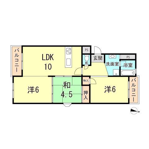 サンフォリア(2LDK/2階)の間取り写真