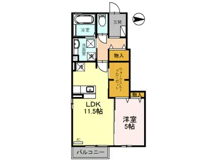 ルナ・ガーデン(1LDK/1階)の間取り写真