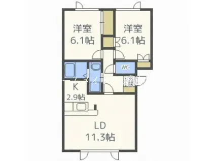 ラ・パークうえさかIII(2LDK/1階)の間取り写真