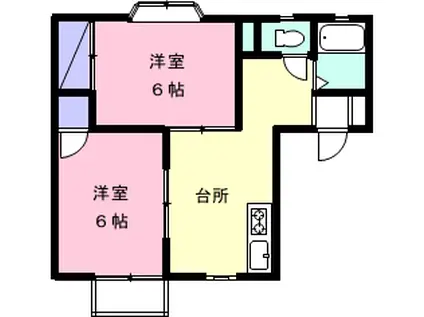 レジデンスコーエー(2DK/2階)の間取り写真