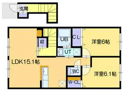 シャンパリーノIII(2LDK/2階)の間取り写真