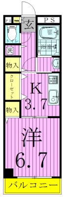 TAKE5(1K/5階)の間取り写真